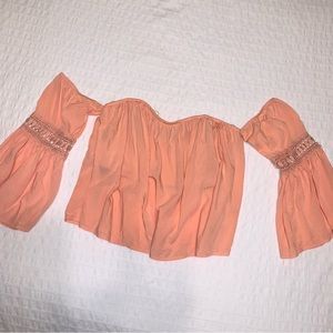 🔸 off shoulder peach bohemian boho top